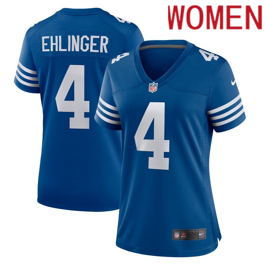 Women Indianapolis Colts #4 Sam Ehlinger Nike Blue Game Player NFL Jersey->women nfl jersey->Women Jersey